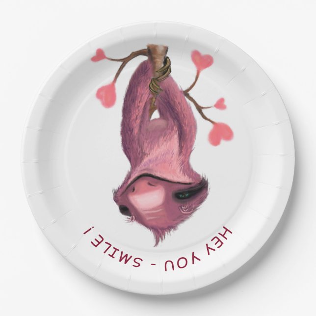Funny Sloth Paper Plates - Custom Text (Front)