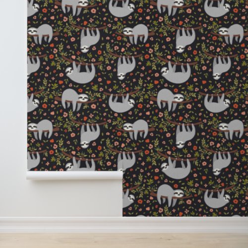 Funny Sloth Pattern Wallpaper