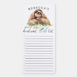 Funny Sloth   Personalized To Do List Magnetic Notepad