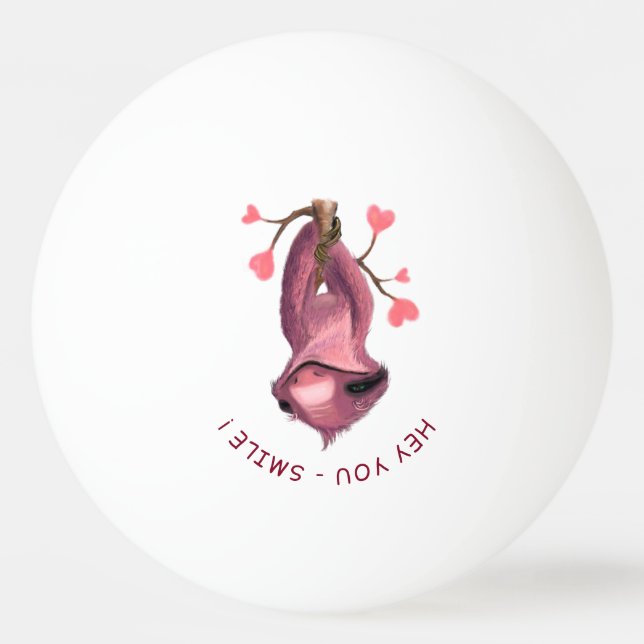 Funny Sloth Ping Pong Ball - Custom Text (Front)