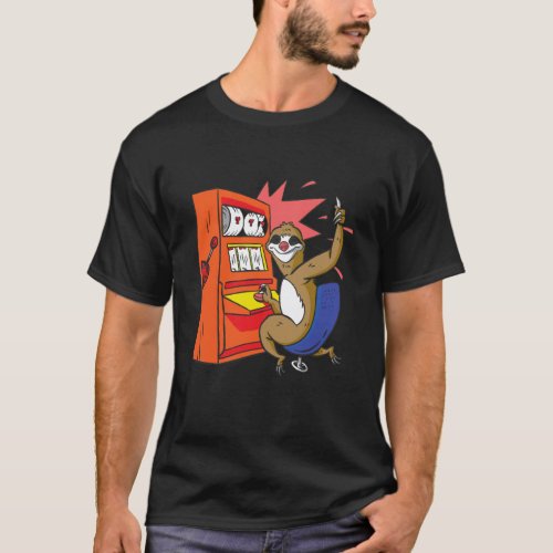 Funny sloth playing game gambling T-Shirt