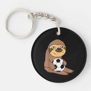 Funny Sloth Playing Soccer Keychain