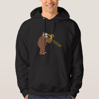 Funny Sloth Playing Trombone Brass Music Hoodie