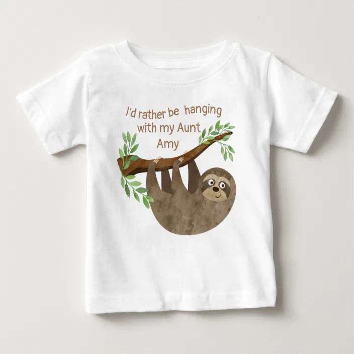SLOTH FUNNY CUTE ANIMAL PERSONALISED KIDS T SHIRT GREAT GIFT IDEA 