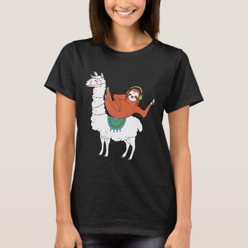 Funny Sloth Riding Llama For Men Woman Kid 5 Color T-Shirt