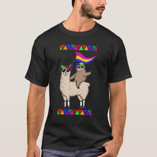 Funny Sloth Riding Llama Hispanic Heritage Month L T-Shirt