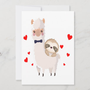 Funny Sloth Riding Llama Shirt funny Alpaca Hearts Thank You Card