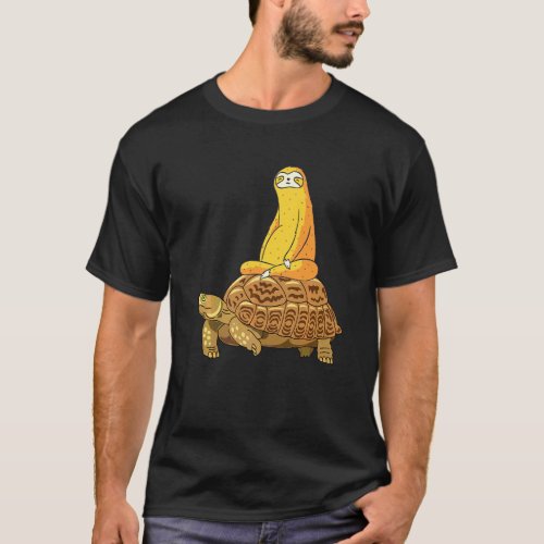 Funny Sloth Riding Tortoise  Sloth Riding Turtle T-Shirt