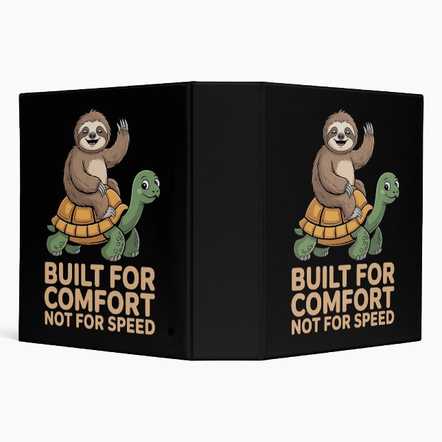 Funny Sloth Riding Turtle 3 Ring Binder (Background)