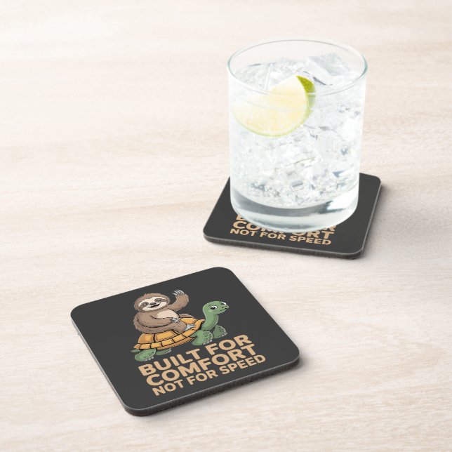 Funny Sloth Riding Turtle Beverage Coaster (Right Side)