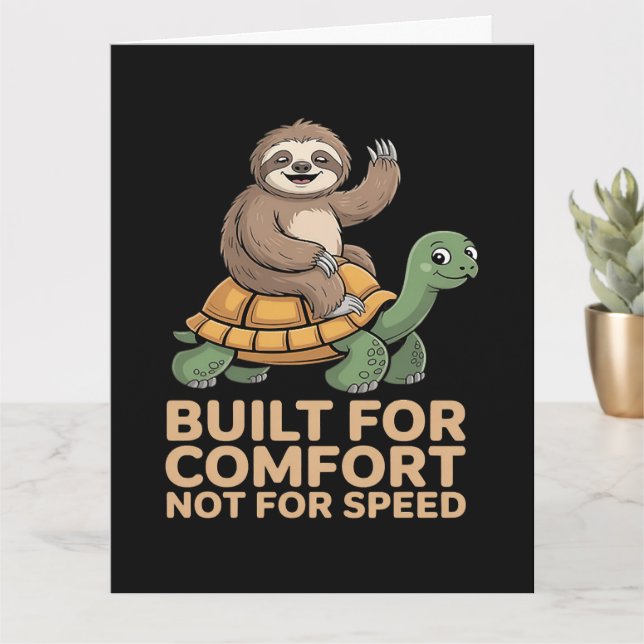 Funny Sloth Riding Turtle Card (Small Plant)
