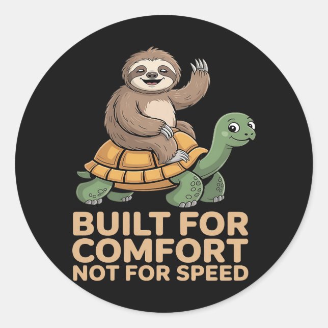 Funny Sloth Riding Turtle Classic Round Sticker (Front)