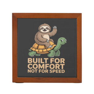 Funny Sloth Riding Turtle Desk Organizer