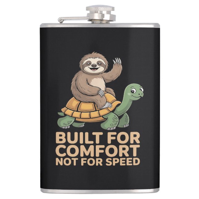 Funny Sloth Riding Turtle Flask (Front)