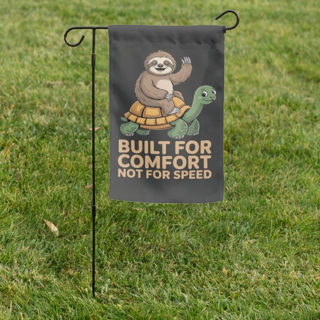Funny Sloth Riding Turtle Garden Flag (In SItu)