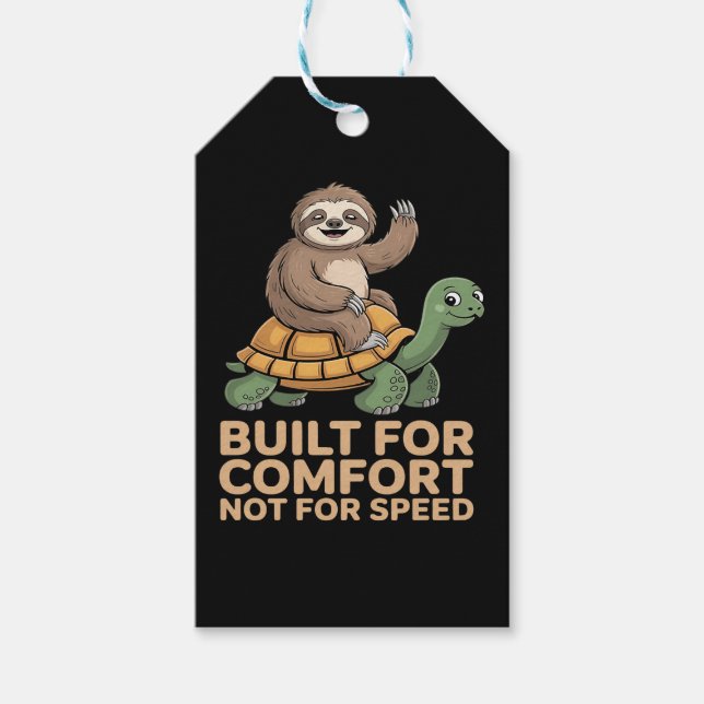 Funny Sloth Riding Turtle Gift Tags (Front)