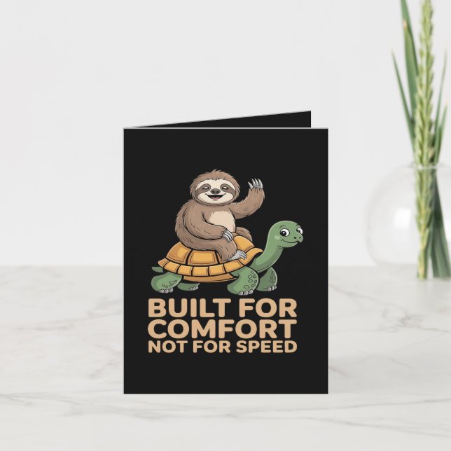 Funny Sloth Riding Turtle Holiday Card (Front)