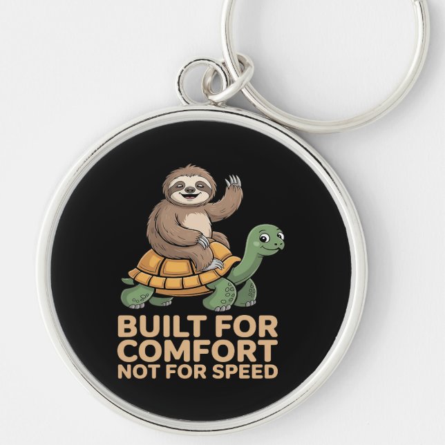 Funny Sloth Riding Turtle Keychain (Front)