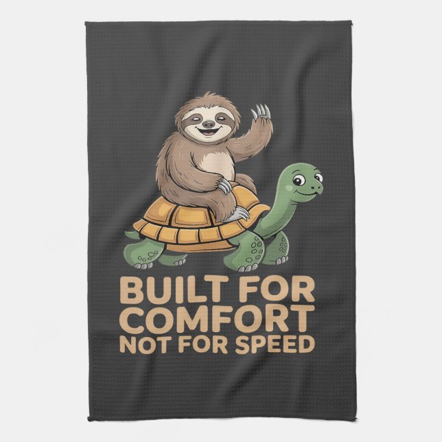 Funny Sloth Riding Turtle Kitchen Towel (Vertical)