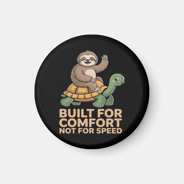 Funny Sloth Riding Turtle Magnet (Front)