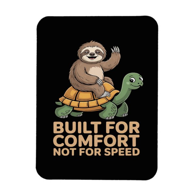Funny Sloth Riding Turtle Magnet (Vertical)