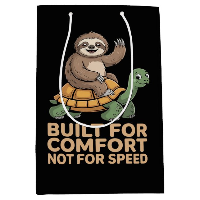 Funny Sloth Riding Turtle Medium Gift Bag (Front)
