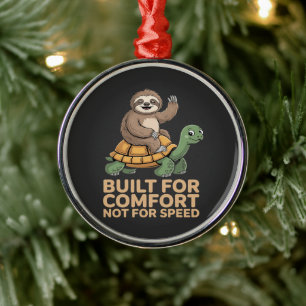 Funny Sloth Riding Turtle Metal Ornament
