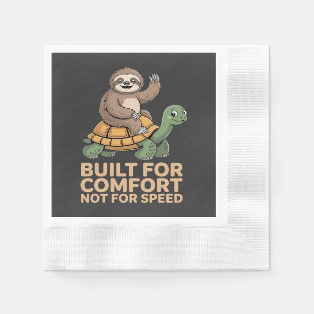 Funny Sloth Riding Turtle Napkins (Front)