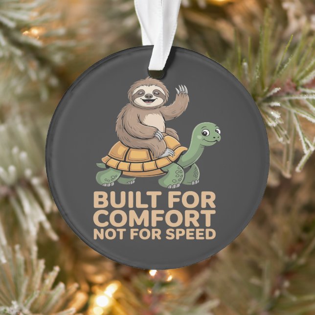 Funny Sloth Riding Turtle Ornament (Tree)