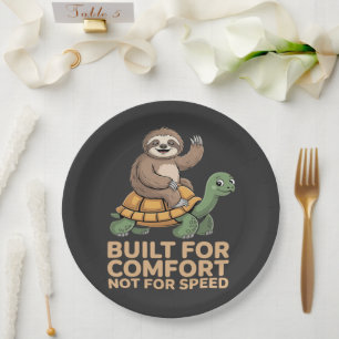 Funny Sloth Riding Turtle Paper Plates