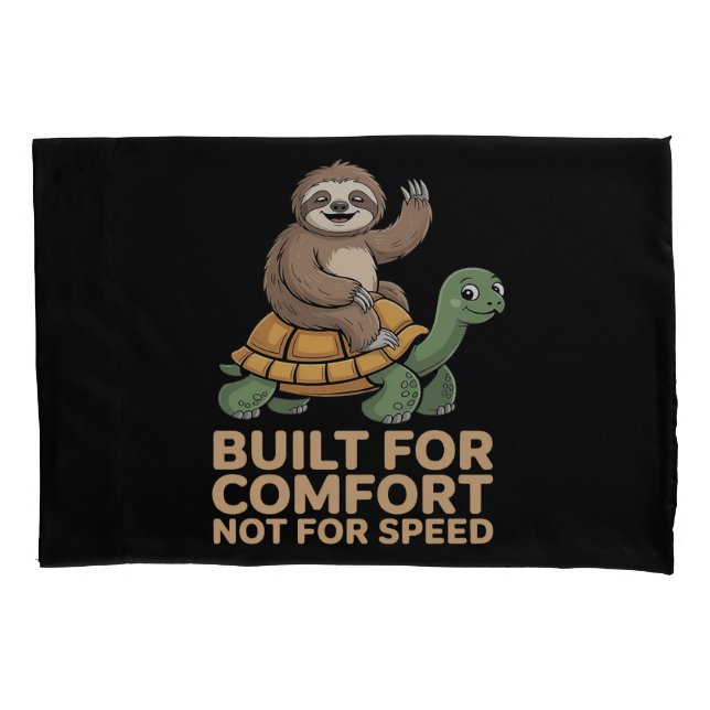 Funny Sloth Riding Turtle Pillow Case (Front)