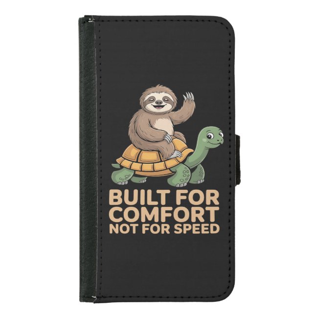 Funny Sloth Riding Turtle Samsung Galaxy Wallet Case (Front)