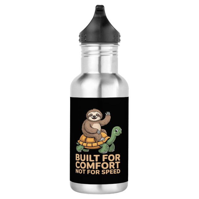 Funny Sloth Riding Turtle Stainless Steel Water Bottle (Right)