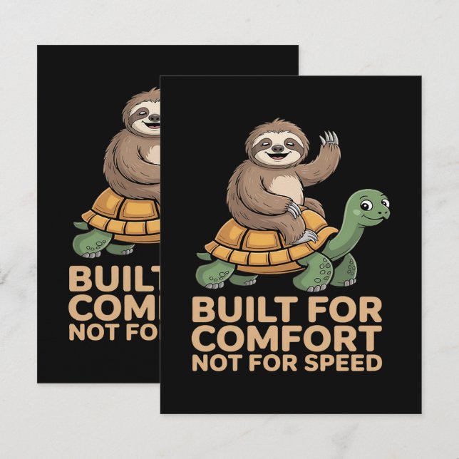 Funny Sloth Riding Turtle Thank You Card (Front/Back)