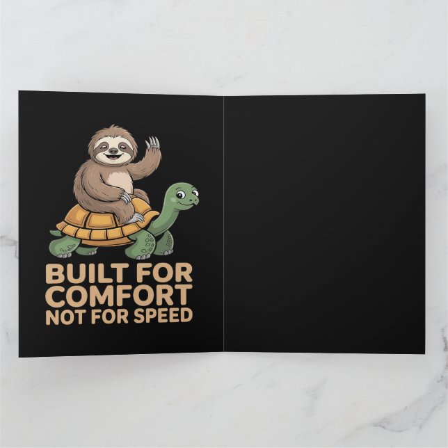 Funny Sloth Riding Turtle Thank You Card (Inside)
