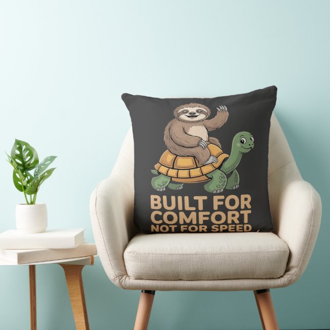 Funny Sloth Riding Turtle Throw Pillow (Chair)