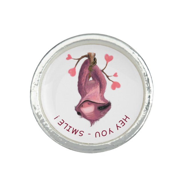 Funny Sloth Ring Smile - Custom Text (Front)