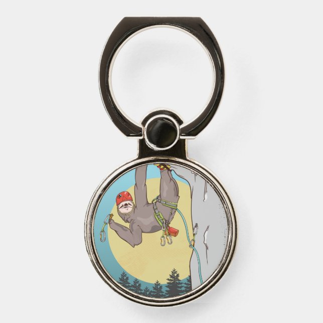 Funny sloth rock climbing phone ring stand (Front)