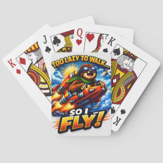 Funny Sloth Rocket Meme, Too Lazy to Walk So I Fly Poker Cards