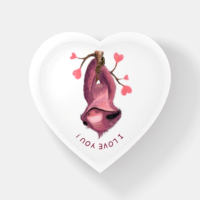 Funny Sloth Romantic Paperweight Text - I Love You (Front)