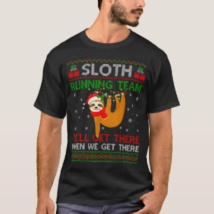Funny Sloth Running Team Xmas Lights Ugly Sloth Ch T-Shirt