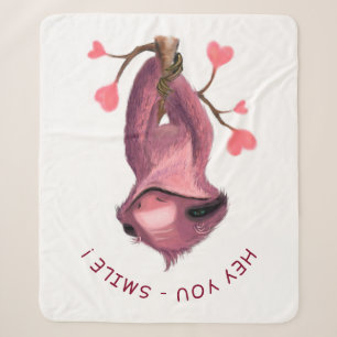 Funny Sloth Sherpa Blanket Smile - Custom Text