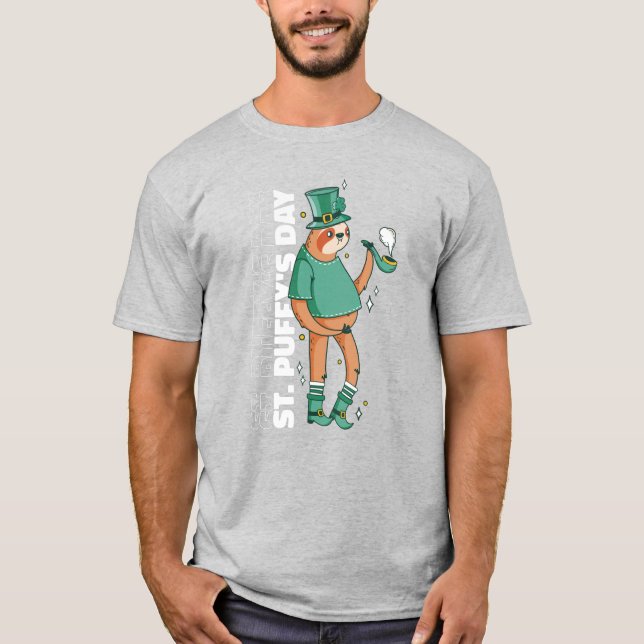 Funny Sloth St. Puffys Day T-Shirt (Front)