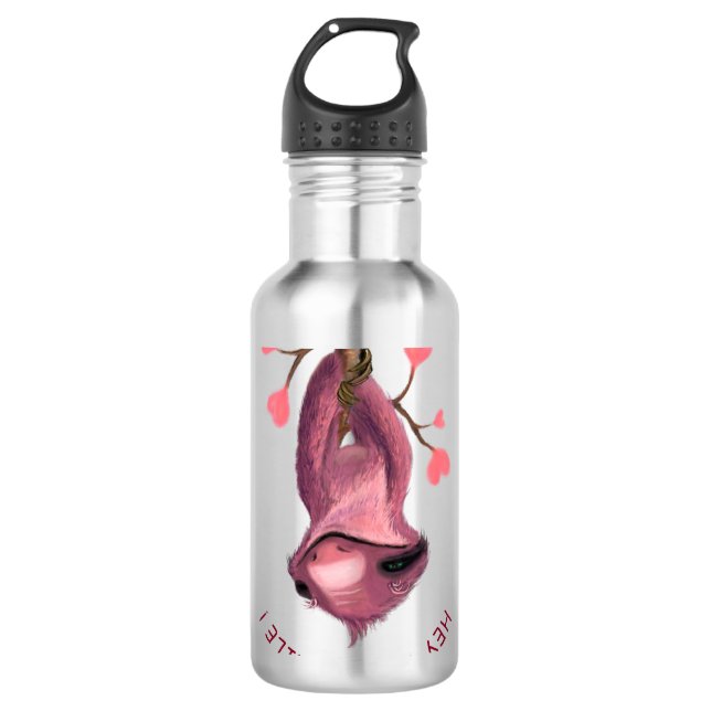 Funny Sloth Stainless Steel Water Bottle Your Text (Front)
