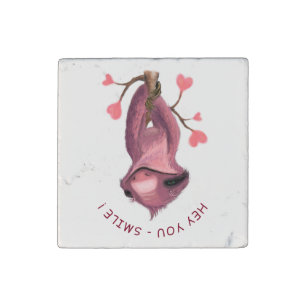 Funny Sloth Stone Magnet Smile - Custom Text