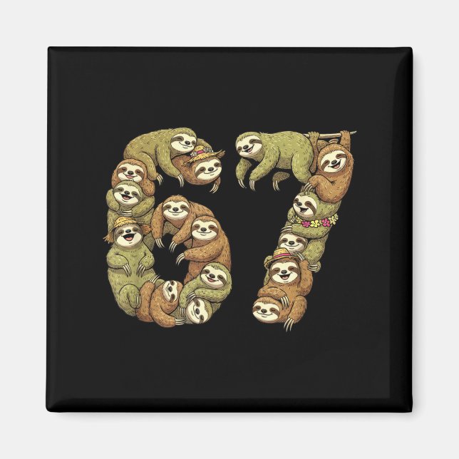 Funny Sloth Tribal 6 7 Meme Six Seven Love  Magnet (Front)