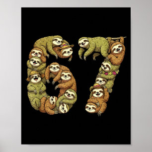 Funny Sloth Tribal 6 7 Meme Six Seven Love  Poster