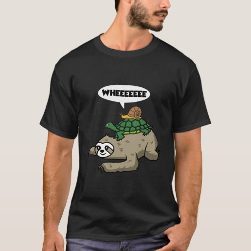 Funny Sloth Turtle Snail Tshirt Men Women Adult Bo