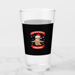 Funny Sloth wake me up when its Christmas Xmas Cut Glass