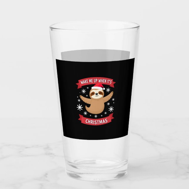Funny Sloth wake me up when its Christmas Xmas Cut Glass (Front)